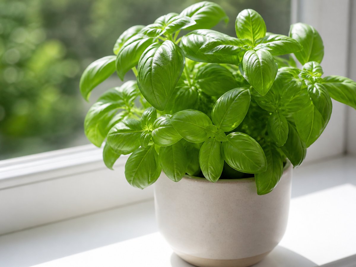 Basil in a ceramic pot